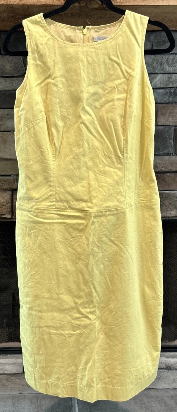 Vintage Marshall Fields Yellow Sleeveless Shift Dress lined Size 8 **A11